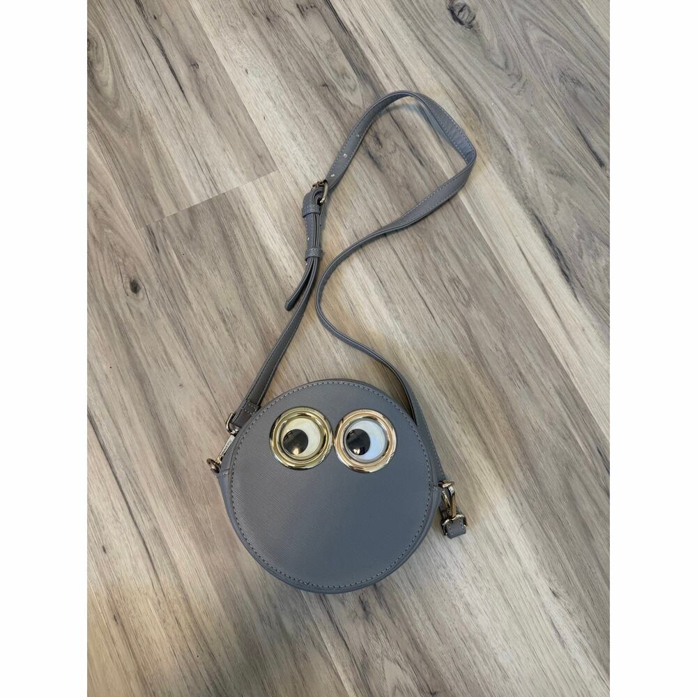 NILA ANTHONY Purse Googly Eye Gray Gold Circle Crossbody Novelty Purse